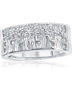 Suzy Levian Scattered Cubic Zirconia Cigar Band Ring - Metallic