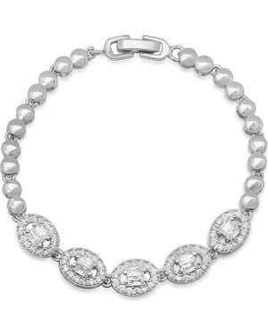 Steeltime 18K Plated Cubic Zirconia Bead Bracelet - Metallic