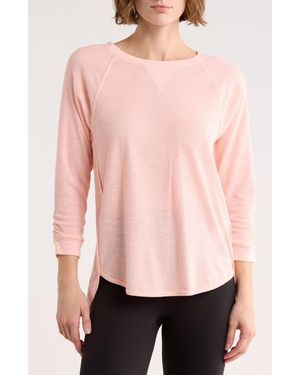 DKNY Slub Waffle High-Low T-Shirt - Pink