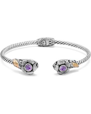 Samuel B. Sterling & 18K Amethyst Flower Hinge Bangle - Purple