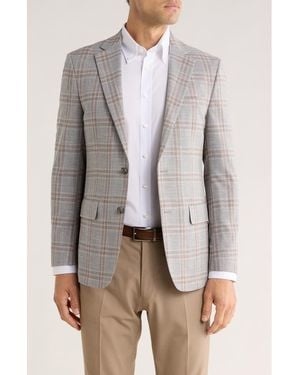 Original Penguin Plaid Notch Lapel Blazer - Gray