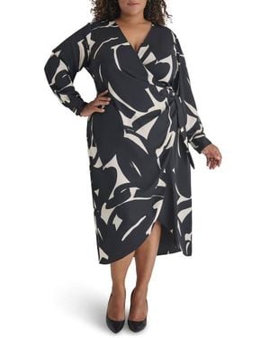 DKNY Long Sleeve Midi Dress - Black