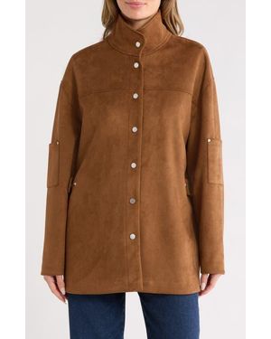 Rebecca Minkoff Oversize Faux Suede Shirt Jacket - Brown
