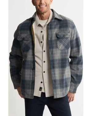 Jachs New York Plaid Shirt Jacket With Faux Fur Lining - Gray