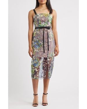 Sam Edelman Embroidered Floral Sequin Cocktail Dress - Multicolor