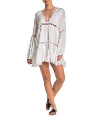 Boho Me Crochet Croched Inset Cover-Up Dress - White