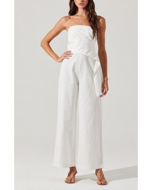 Astr Maciel Strapless Cotton Jumpsuit - White
