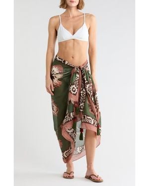 Vince Camuto Floral Print Cotton Pareo - Green