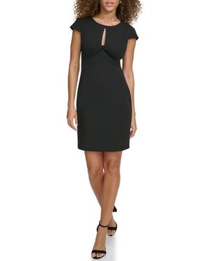 Siena Jewelry Crepe Scuba Sheath Dress - Black