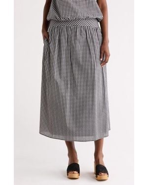 DR2 by Daniel Rainn Gingham Cotton Midi Skirt - Gray