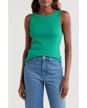 Madewell High Neck Cotton Tank - Blue