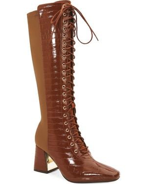 Ninety Union Lark Croc Embossed Faux Leather Knee High Boot - Brown