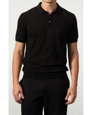 STUDIO GARNET LOS ANGELES Cotton Blend Polo Sweater - Black