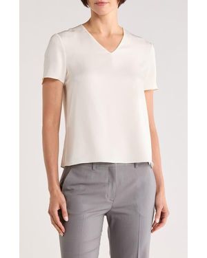 Theory Minimal V-Neck Silk T-Shirt - White