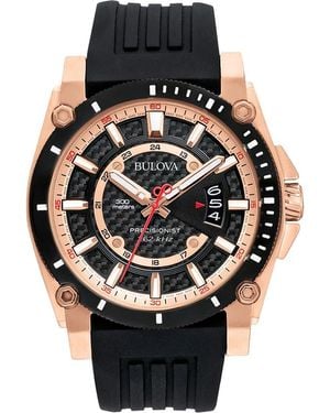 Bulova Precisionist Rubber Strap Watch, 46.5Mm - Black