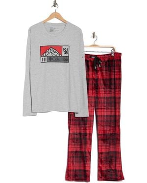 Columbia Long Sleeve T-Shirt & Pants Pajamas - Red