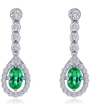Lafonn Oval Halo Drop Earrings - Green