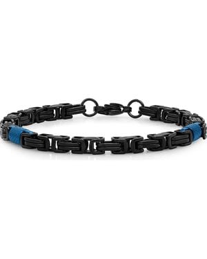 Steeltime Two Tone Byzantine Chain Bracelet - Black