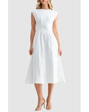 Mila + Mate Cinched Midi Dress - White