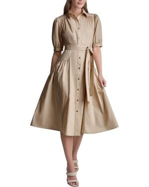 DKNY Drop Waist Midi Dress - Natural