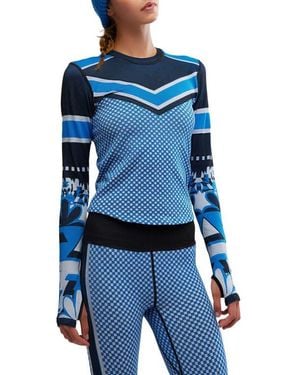 Free People Myoko Jacquard Layer T-Shirt - Blue