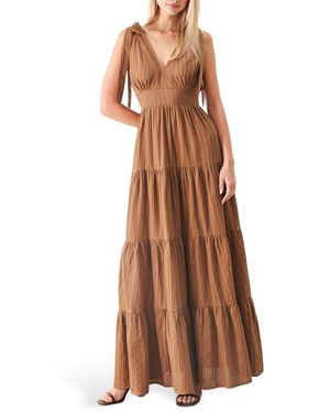 FREEMARKET Textured Stripe Maxi Dress - Brown
