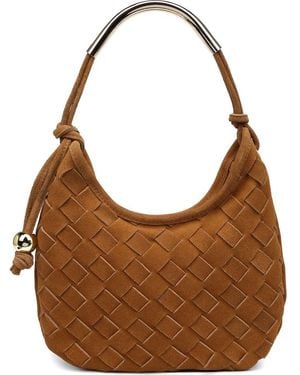 Moda Luxe Woven Leather Shoulder Bag - Brown