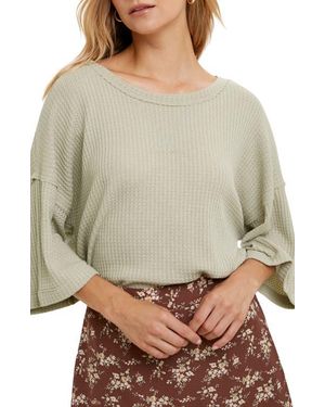 Wishlist Cotton Blend Waffle Knit Top - Gray