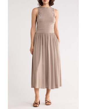 WEST K Ruched Midi Dress - Brown