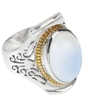 YS GEMS Moonstone Cabochon Statement Ring - White