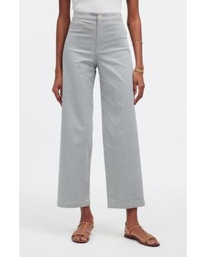 Madewell The Emmett Stripe Crop Wide Leg Pants - Black