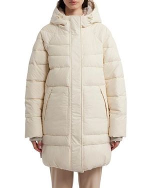 HUNTER Almond Water Repellent Faux Shearling Lined Hooded Puffer Jacket - Natural