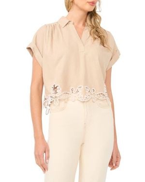 1.STATE Lace Trim Short Sleeve Crop Top - Natural