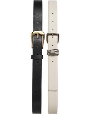 Steve Madden Set Of 3 Faux Leather Belts - White