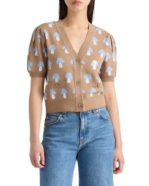 NVLT Mushroom Jacquard Cardigan - Blue