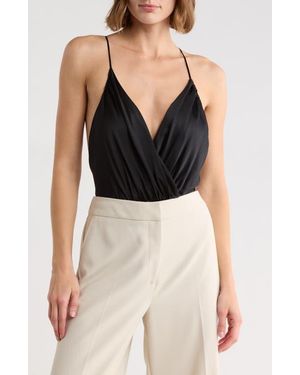 Alice + Olivia Callie Draped Silk Blend Bodysuit - Black