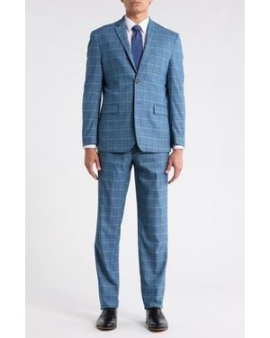 Gino Vitale Slim Fit Plaid Stretch Two-Piece Suit - Blue
