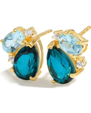 YS GEMS Topaz, Quartz & Topaz Stud Earrings - Blue