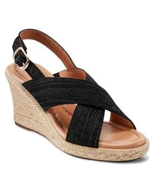 Easy Spirit Ariane Espadrille Slingback Platform Wedge Sandal - Black
