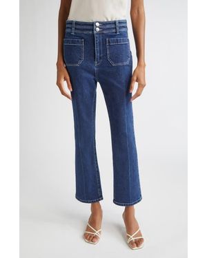 Cinq À Sept Dorothea Contrast Crease Wide Leg Ankle Jeans - Blue