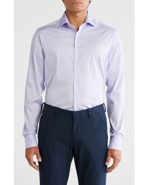 Ted Baker Slim Fit Solid Stretch Cotton Dress Shirt - Purple