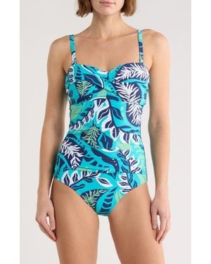 Jantzen Flora Bandeau One-Piece Swimsuit - Blue