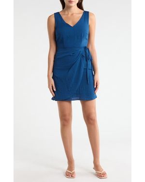 Sam Edelman Sleeveless Faux Wrap Minidress - Blue