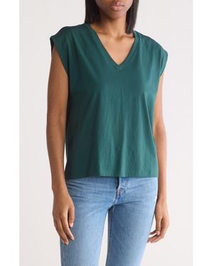 Nordstrom V-Neck Pima Cotton T-Shirt - Blue