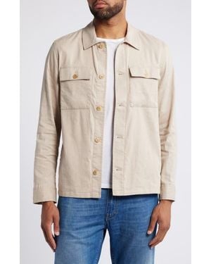 Faherty Movement Flex Linen & Cotton Button-Up Shirt Jacket - Blue