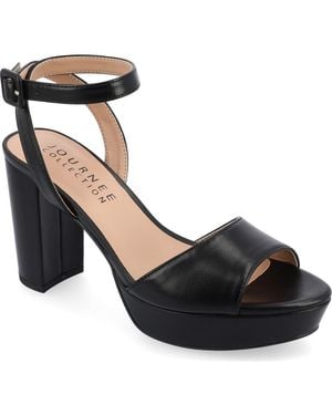 Journee Collection Platform Ankle Strap Sandals - Black