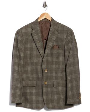 Duchamp Slim Fit Plaid Stretch Knit Sport Coat - Brown