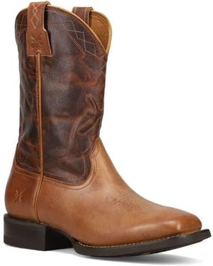 Frye Hauser Logo Stitch Western Boot - Brown