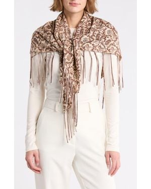 La Fiorentina Paisley Print Square Scarf - Natural