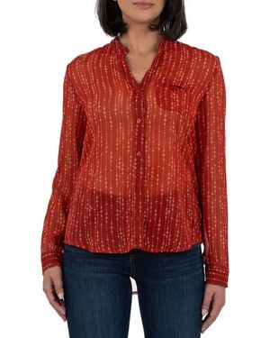 Kut From The Kloth Jasmine Chiffon Button-Up Shirt - Red